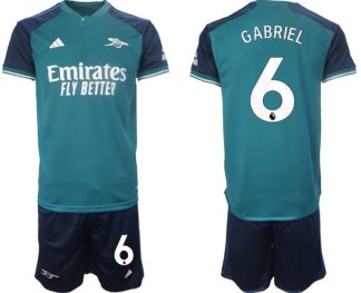 Najcenejši Moški Nogometni dresi Arsenal Tretji 2023-24 Kratek Rokav + Kratke hlače Gabriel Magalhaes 6