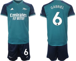Najcenejši Moški Nogometni dresi Arsenal Tretji 2023-24 Kratek Rokav + Kratke hlače Gabriel Magalhaes 6