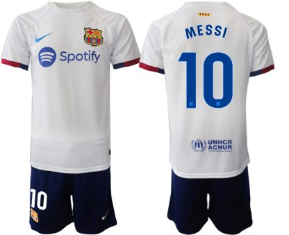 Najcenejši Moški Nogometni dresi kompleti Barcelona Gostujoči 2023-24 Lionel Messi 10