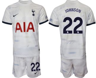 Najcenejši Moški Nogometni dresi kompleti Tottenham Hotspur Domači bela 2023 2024 Brennan Johnson 22