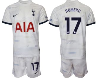 Najcenejši Moški Nogometni dresi kompleti Tottenham Hotspur Domači bela 2023 2024 Cristian Romero 17