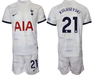 Najcenejši Moški Nogometni dresi kompleti Tottenham Hotspur Domači bela 2023 2024 Dejan Kulusevski 21