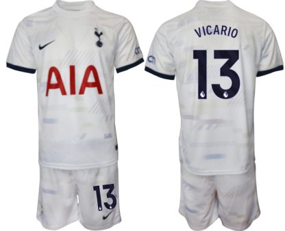 Najcenejši Moški Nogometni dresi kompleti Tottenham Hotspur Domači bela 2023 2024 Guglielmo Vicario 13