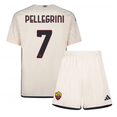 Najcenejši Otroški Nogometni dresi kompleti AS Roma Gostujoči 2023 2024 Lorenzo Pellegrini 7