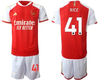 Novo Moški Nogometni dresi kompleti Arsenal Domači 2023-24 rdeča bela Declan Rice 41