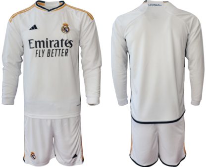Novo prodajo Moški Nogometni dresi Real Madrid Domači Dolgi Rokav + Kratke hlače 2023 2024