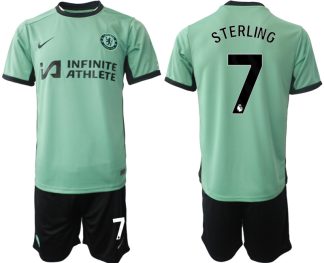 Najcenejši Moški Nogometni dresi kompleti Chelsea Tretji 2023 2024 Raheem Sterling 7