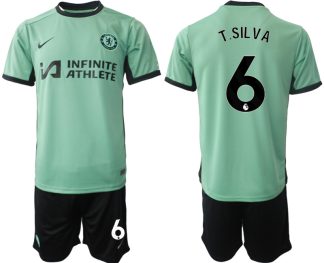 Najcenejši Moški Nogometni dresi kompleti Chelsea Tretji 2023 2024 Thiago Silva 6