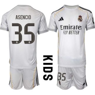 Kupiti Poceni Otroški Nogometni dresi komplet Real Madrid Domači 2025-26 Raúl Asencio 35