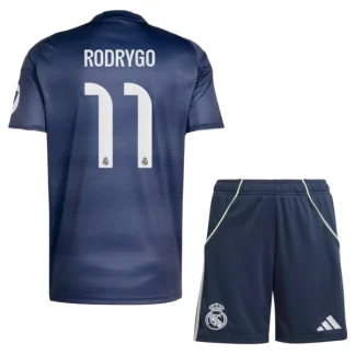 Otroški Nogometni dresi komplet Real Madrid Gostujoči 2025-26 Rodrygo Goes 11