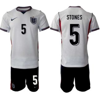 Kupiti Moški Nogometni dres Anglija John Stones #5 Domači SP 2026 bela + Kratke hlače