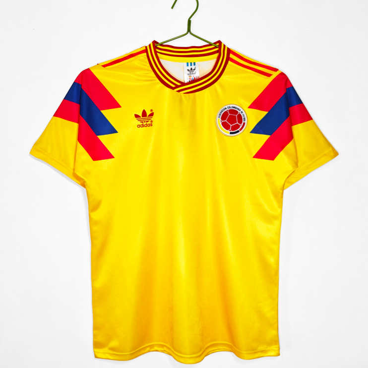 Kupiti Poceni Moški retro nogometni dres Kolumbija Domači SP 1990 Kratek Rokav