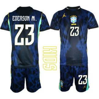 Najcenejši Otroški Nogometni dres komplet Brazilija Ederson Moraes #23 Gostujoči SP 2026