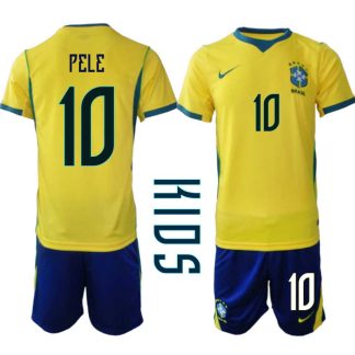 Najcenejši Otroški Nogometni dres komplet Brazilija Pelé #10 Domači SP 2026