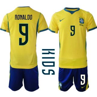 Najcenejši Otroški Nogometni dres komplet Brazilija Ronaldo #9 Domači SP 2026