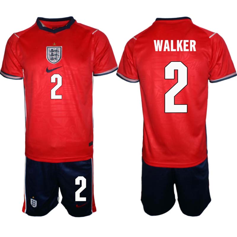 Kupiti Moški Nogometni dres kompleti Anglija SP 2026 Kyle Walker #2 Gostujoči rdeča črna