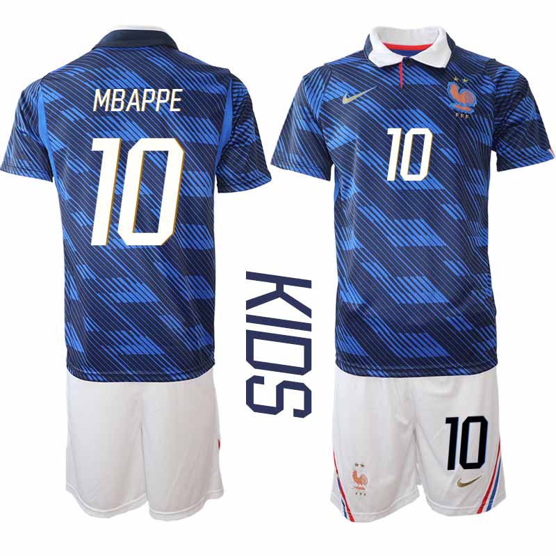 Kupiti Poceni Otroški nogometni dres kompleti Francija SP 2026 reprezentance Kylian Mbappé #10 Domači