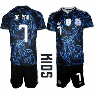 Poceni Otroški nogometni dres Argentina reprezentance Rodrigo De Paul #7 Gostujoči SP 2026