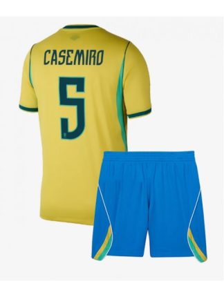 Kupiti Otroški Nogometni dres kompleti Brazilija SP 2026 Casemiro #5 Domači