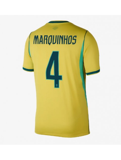 Najcenejši Moški dres Brazilija SP 2026 Marquinhos #4 Domači rumena Kratek rokav