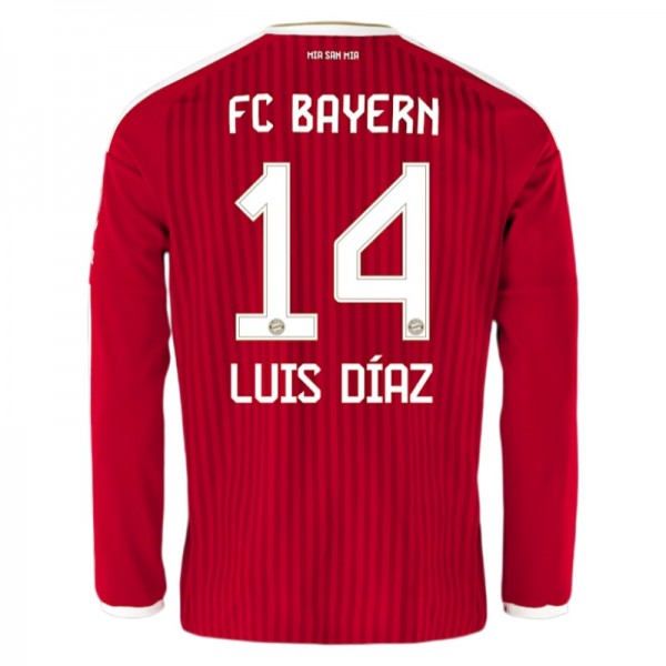 Najcenejši Moški nogometni dres FC Bayern München Domači 2026-27 Luis Díaz #14 Dolgi Rokav