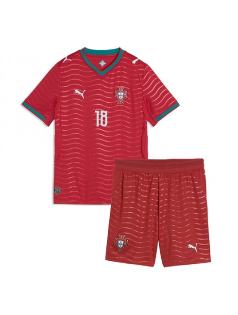 Najcenejši Otroški nogometni dres kompleti Portugalska SP 2026 Pedro Neto #18 Domači rdeča