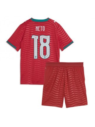 Najcenejši Otroški nogometni dres kompleti Portugalska SP 2026 Pedro Neto #18 Domači rdeča