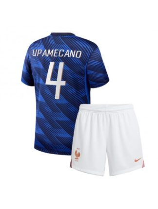 Kupiti Novi otroški nogometni dres Francija SP 2026 Dayot Upamecano #4 Domači kompleti