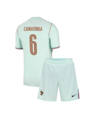 Kupiti Otroški dres za nogomet kompleti Francija Eduardo Camavinga #6 Gostujoči SP 2026
