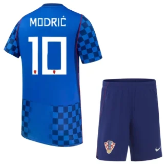 Poceni Hrvaška SP 2026 nogometni dres kompleti za otroke Gostujoči tisk Luka Modrić 10