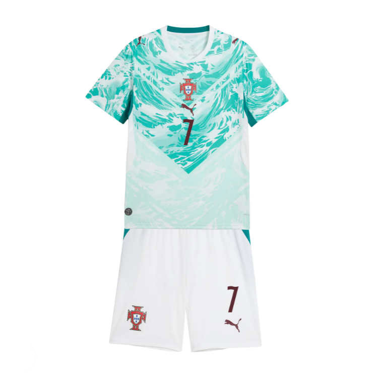 Prodajo Otroški nogometni dres kompleti Portugalska SP 2026 Cristiano Ronaldo #7 Gostujoči