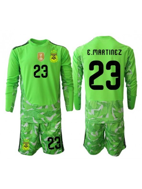 Otroški Nogometni dres kompleti Argentina SP 2026 Emiliano Martinez #23 Vratar Gostujoči Dolgi rokav (+ hlače)