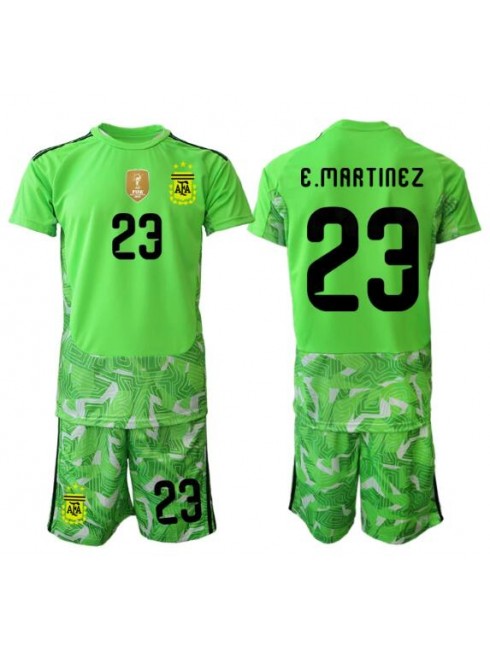 Otroški Nogometni dres kompleti Argentina SP 2026 Emiliano Martinez #23 Vratar Gostujoči