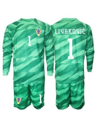 Prodajo Otroški Nogometni dres kompleti Hrvaška SP 2026 Dominik Livakovic #1 Vratar Gostujoči Dolgi rokav (+ hlače)