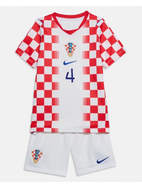 Najcenejši Otroški Nogometni dresi kompleti Hrvaška SP 2026 Josko Gvardiol #4 Domači-1