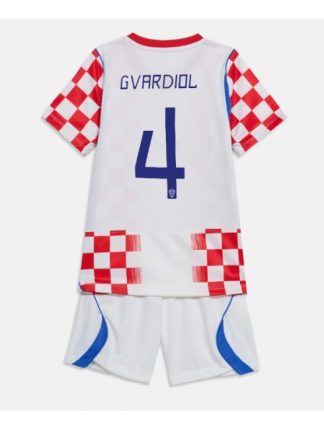 Najcenejši Otroški Nogometni dresi kompleti Hrvaška SP 2026 Josko Gvardiol #4 Domači