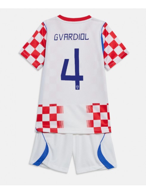 Najcenejši Otroški Nogometni dresi kompleti Hrvaška SP 2026 Josko Gvardiol #4 Domači