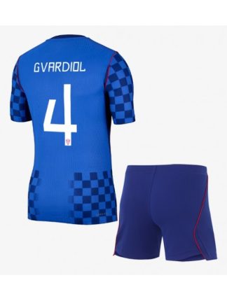 Najcenejši Otroški Nogometni dresi kompleti Hrvaška SP 2026 Josko Gvardiol #4 Gostujoči