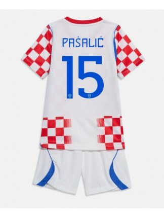 Kupiti Poceni Otroški Nogometni dresi kompleti Hrvaška SP 2026 Mario Pasalic #15 Domači