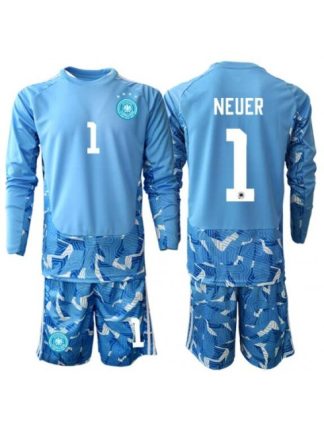 Prodajo Otroški Nogometni dresi kompleti Nemčija SP 2026 Manuel Neuer #1 Vratar Gostujoči Dolgi rokav (+ hlače)
