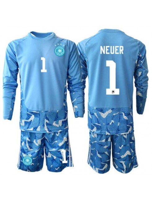 Prodajo Otroški Nogometni dresi kompleti Nemčija SP 2026 Manuel Neuer #1 Vratar Gostujoči Dolgi rokav (+ hlače)