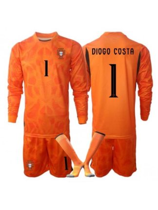 Otroški Portugalska Vratar Gostujoči SP 2026 Diogo Costa #1 Nogometni dresi kompleti Dolgi rokav (+ hlače)
