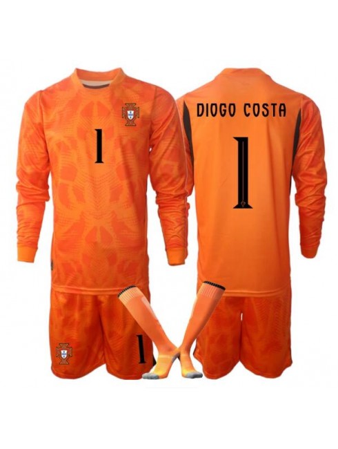 Otroški Portugalska Vratar Gostujoči SP 2026 Diogo Costa #1 Nogometni dresi kompleti Dolgi rokav (+ hlače)