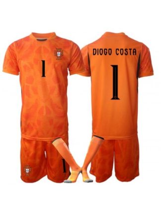 Otroški Nogometni dres kompleti Portugalska SP 2026 Diogo Costa #1 Vratar Gostujoči oranžna