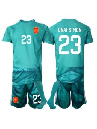 Novi Otroški Nogometni dres kompleti Španija SP 2026 Unai Simon #23 Vratar Gostujoči