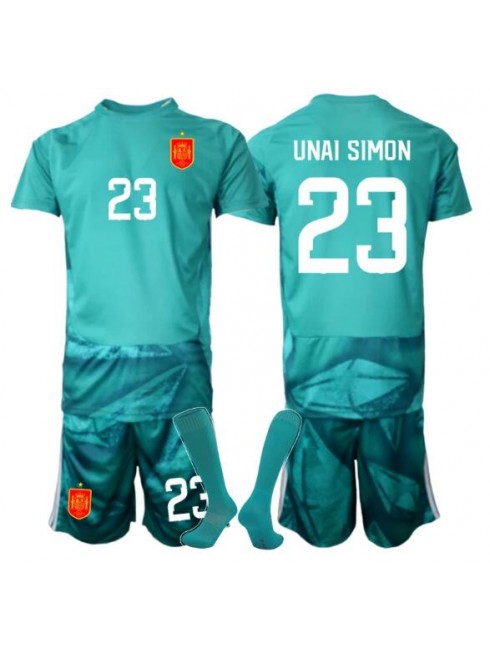 Novi Otroški Nogometni dres kompleti Španija SP 2026 Unai Simon #23 Vratar Gostujoči