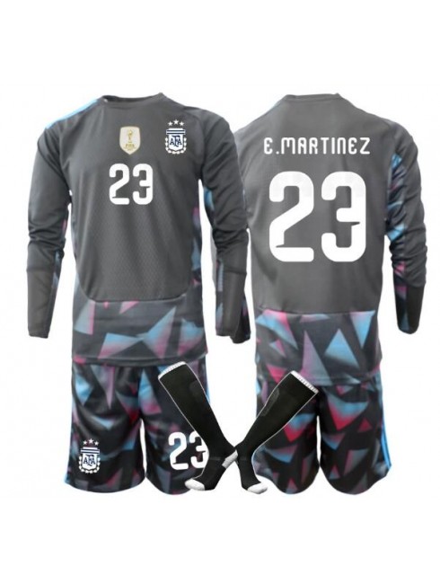 Otroški Vratarski dres kompleti Argentina SP 2026 Emiliano Martinez #23 Domači Dolgi rokav (+ hlače)