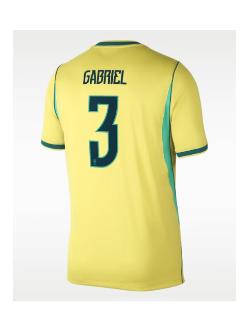 Poceni Nogometni dres Brazilija SP 2026 Gabriel Magalhaes #3 Domači rumena