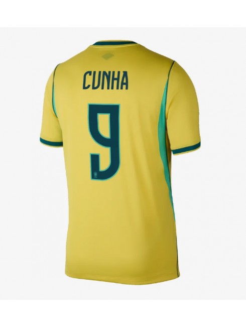 Poceni Nogometni dres Brazilija SP 2026 Matheus Cunha #9 Domači rumena