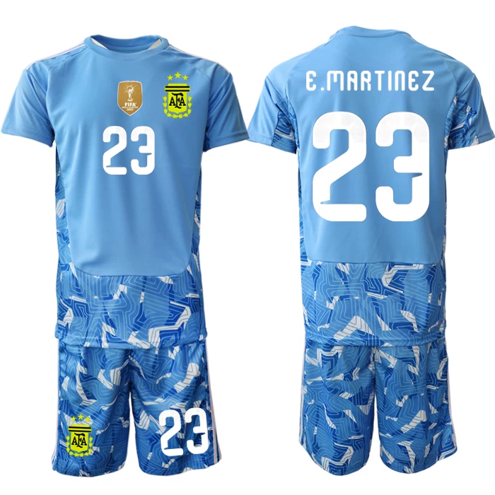 Najcenejši Otroški Vratarski dres kompleti Argentina SP 2026 modra Emiliano Martinez #23